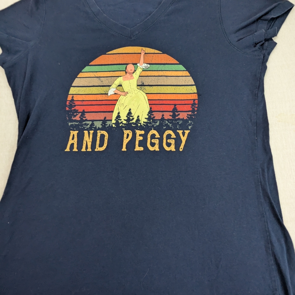 Hamilton The Musical " And Peggy" Blue Tee With Vibrant Graphic On Front 2XL
